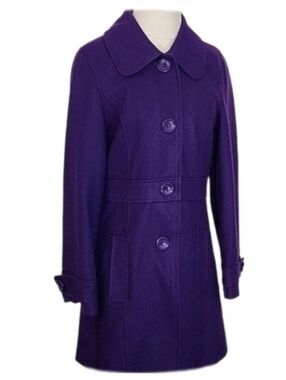 Criss Cross Coat Wool Blend Purple Size M